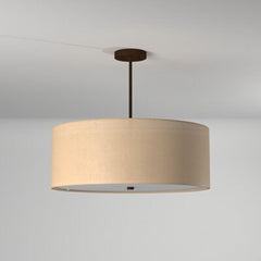 Drum Pendant Light, 6-Light, Cream Woven Fabric Shade with Dark Bronze Finish