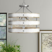 Drum Pendant Light with 3 Lights in Galvanized Finish
