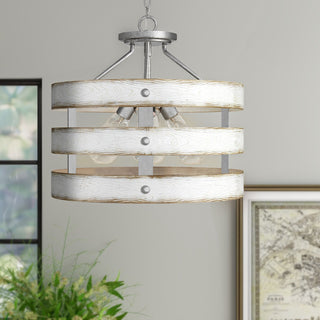 Drum Pendant Light with 3 Lights in Galvanized Finish