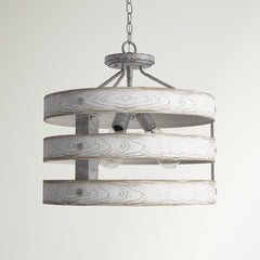Drum Pendant Light with 3 Lights in Galvanized Finish