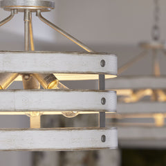 Drum Pendant Light with 3 Lights in Galvanized Finish