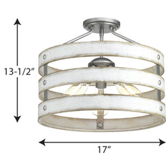 Drum Pendant Light with 3 Lights in Galvanized Finish