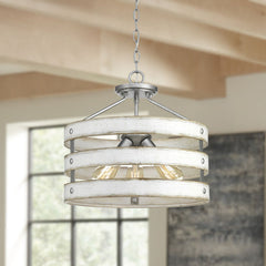 Drum Pendant Light with 3 Lights in Galvanized Finish