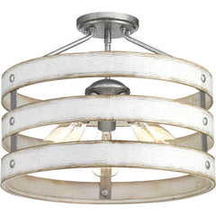 Drum Pendant Light with 3 Lights in Galvanized Finish