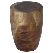 Drum Side Table, Solid Acacia Wood, Walnut Color
