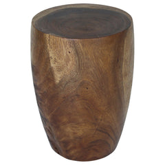 Drum Side Table, Solid Acacia Wood, Walnut Color