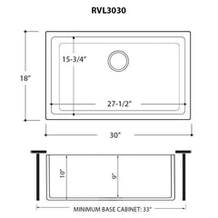 Dual-Mount Fireclay Kitchen Sink, Single Bowl, 30 Inch, Glossy White