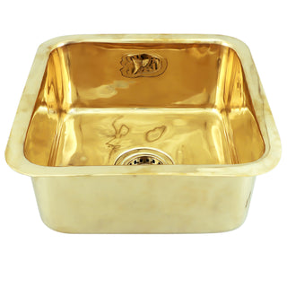 Dual Mount Bar Sink, Brightwork, Single Bowl in Unlacquered Brass