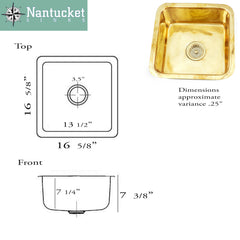 Dual Mount Kitchen Sink, Brightwork, Single Bowl, Brass