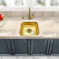 Dual Mount Kitchen Sink, Brightwork, Single Bowl, Brass