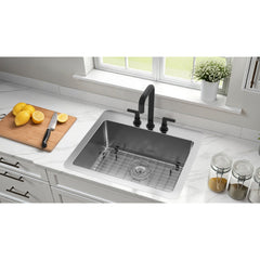 Dual Mount Kitchen Sink, Calgary, Single Bowl in Brushed Stainless Steel