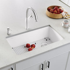 Dual Mount Kitchen Sink, Diamond, Single Bowl, Granite Composite, White