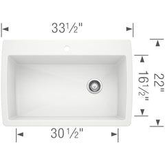 Dual Mount Kitchen Sink, Diamond, Single Bowl, Granite Composite, White