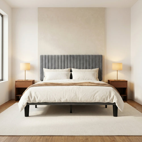 Grevane Dunphy Upholstered Platform Bed with Adjustable Headboard