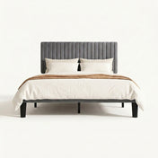 Grevane Dunphy Upholstered Platform Bed with Adjustable Headboard - front view on white