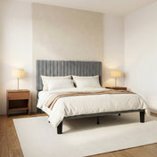 Grevane Dunphy Upholstered Platform Bed with Adjustable Headboard - three-quarter view