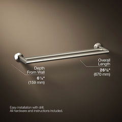 Kohler Components Double Towel Bar in Vibrant Brushed Nickel | product photo