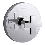 Composed Thermostatic Faucet Trim with Cross Handle in Polished Chrome