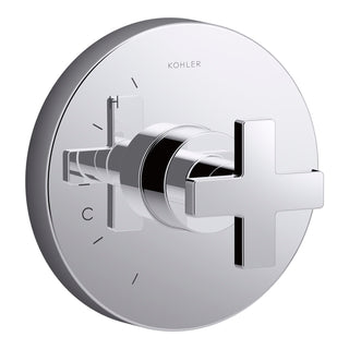Composed Thermostatic Faucet Trim with Cross Handle in Polished Chrome