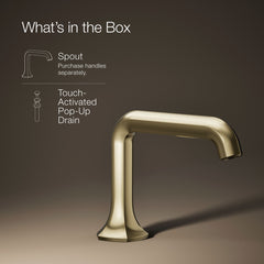 Kohler Occasion Widespread Bathroom Sink Faucet Spout with Straight Design with Drain Assembly in Vibrant French Gold | product photo