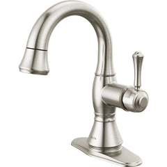 Cassidy Single Hole Pull Out Sprayer Bathroom Faucet, Single Handle Bathroom Sink Faucet in Silver | product photo