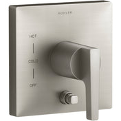 Honesty Valve Trim With Push-Button Diverter And Lever Handle For Rite-Temp(R) Pressure-Balancing Valve, Requires Valve in Vibrant Brushed Nickel