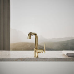 Kohler Purist Single Handle Kitchen Faucet in French Gold | product photo