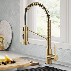 Bolden Commercial Style 2-Function Single Handle Pull Down Kitchen Faucet in Gold | product photo