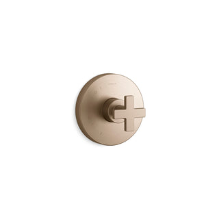 Composed Thermostatic Faucet Trim with Cross Handle in Vibrant Brushed Bronze