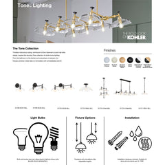 Kohler Tone™ 1 Light Semi Flush Mount with Domed Glass Shade in Matte Black | product photo