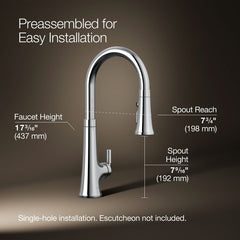 Tone™ Touchless Pull-Down Kitchen Sink Faucet with Voice Activation and Three-Function Sprayhead in Polished Chrome | product photo