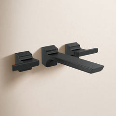 Pivotal Double Handle Wall Mounted Bathroom Faucet in Matte Black | product photo