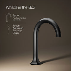 Kohler Occasion Bathroom Sink Spout with Cane Design with Drain Assembly in Matte Black | product photo