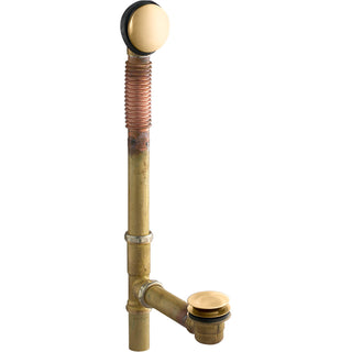 Clearflo Brass Toe Tap 1.5" Leg Tub Drain With Overflow in Gold