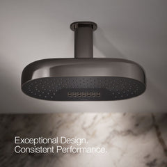 Statement Oblong 14 in. Two-Function 1.75 Gpm Rainhead With Katalyst Air-Induction Technology in Vibrant Titanium | product photo