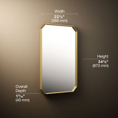 Claude 22" X 34" Rectangular Framed Mirror in Vibrant Brushed Moderne Brass | product photo
