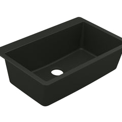 Host 33-Inch Wide x 9.5-Inch Deep Dual Mount Granite Single Bowl Kitchen Sink in Black | product photo