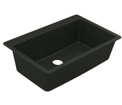 Host 33-Inch Wide x 9.5-Inch Deep Dual Mount Granite Single Bowl Kitchen Sink in Black