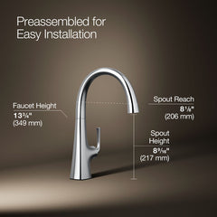 Kohler Graze Bar Faucet in Polished Chrome | product photo