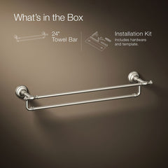 Kohler Artifacts Double 24" Wall Mounted Towel Bar in Vibrant Brushed Nickel | product photo