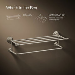 Kohler Artifacts Hotelier Wall Shelf in Vibrant Brushed Nickel | product photo