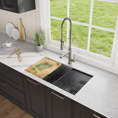 Kore™ Workstation 33-inch L Undermount 16 Gauge Stainless Steel Kitchen Sink with Accessories in Satin | product photo