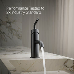 Purist Single Hole Bathroom Faucet with Drain Assembly in Matte Black | product photo