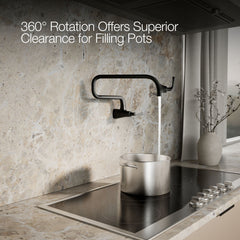 Kohler Graze Wall-Mount Pot Filler Faucet, Swing Arm Kitchen Pot Filler Faucet in Matte Black | product photo