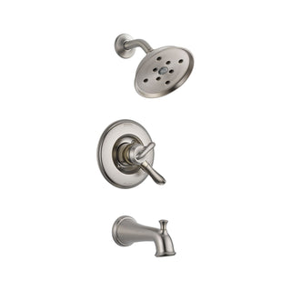 Linden Tub and Shower Faucet Trim with Lever Handles and Monitor in Brilliance Stainless