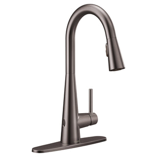 Sleek MotionSense Wave Single Handle Pulldown Kitchen Faucet with Power Clean Technology in Black Stainless
