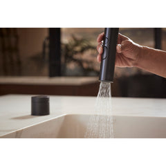 Kohler Purist Suspend Ceiling-Mount Kitchen Faucet Kit in Matte Black | detail photo