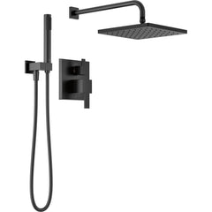 Modern 14 Series Square Rain Shower System Faucet Set, Rainfall Matte Black Shower Head and Handle Set, Valve Trim Kit, 10 Inch, Matte Black | product photo