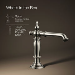 Kohler Artifacts Widespread Bathroom Faucet Spout with Drain Assembly in Vibrant Polished Nickel | product photo