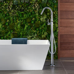 Single Handle Floor Mounted Freestanding Tub Filler Trim in Polished Chrome | product photo